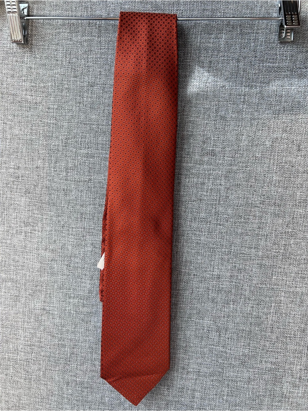 Brioni Rust Orange Microdot Silk Tie